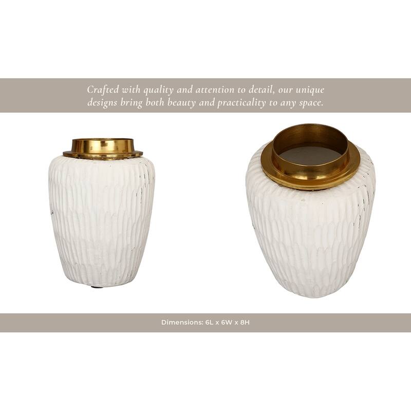 Pottery Metal Vase Earthenware Handcrafted Tapered Textured Surface