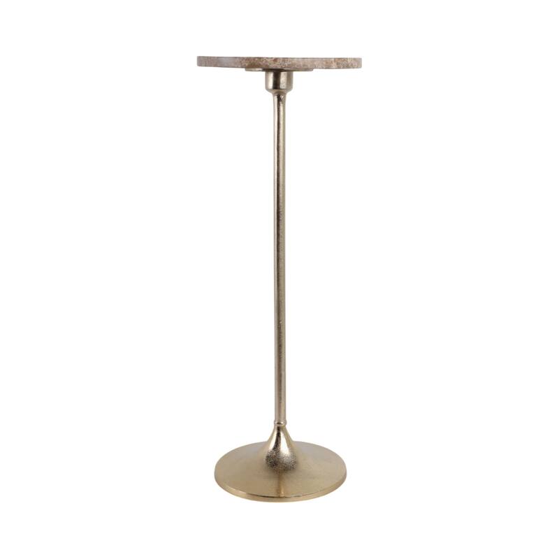 Metal Base Marble Top Modern Glam Accent Table Round Silhouette