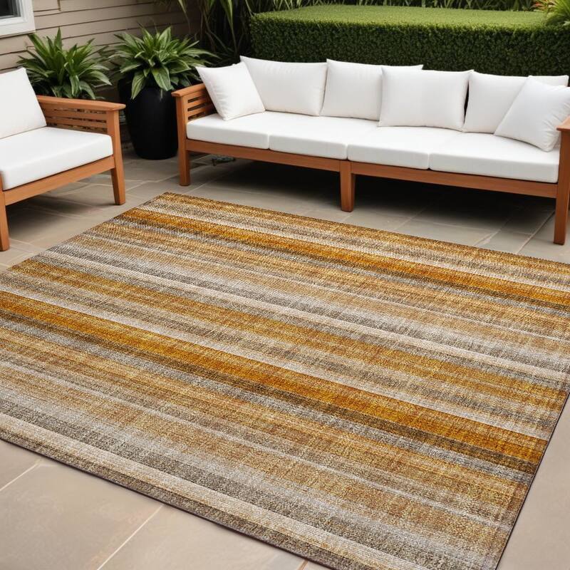 Alsito Stripe Weather Resistant Timeless Fusion Outdoor Rug - 8' X 10' - Multi