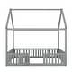 preview thumbnail 2 of 3, Full Size Wood House Bed with Fence and Door