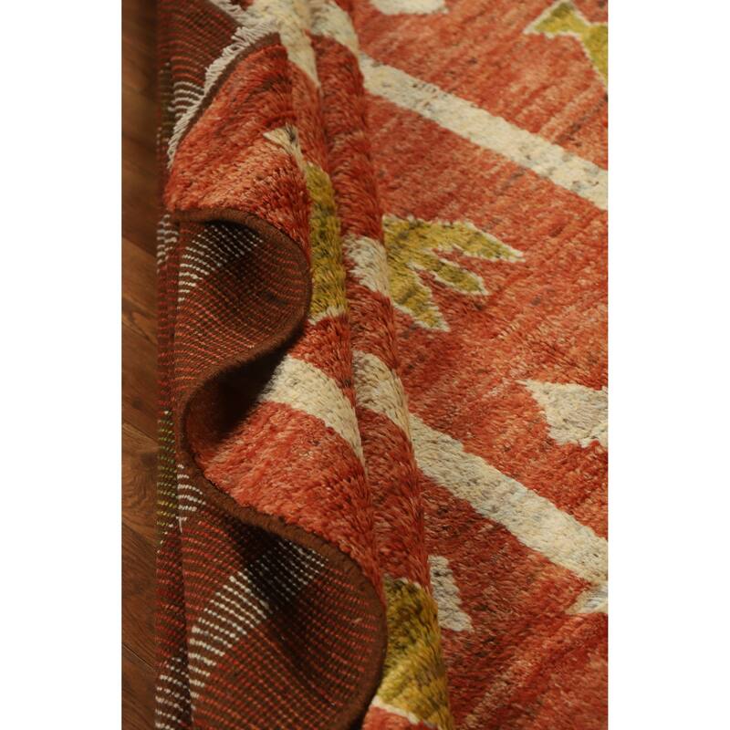Orange Moroccan Oriental Area Rug Handmade Bedroom Wool Carpet - 6'8" x 9'11"