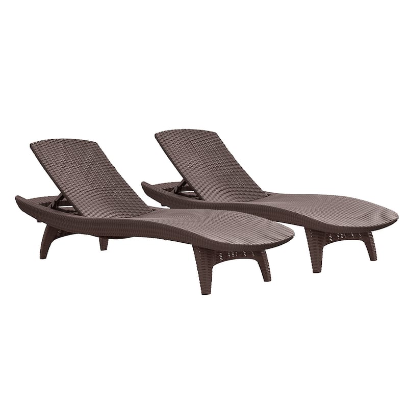 Keter Grenada Chaise Lounger Set Outdoor Furniture For Patio, Poolside, Garden and Lawn - Brown