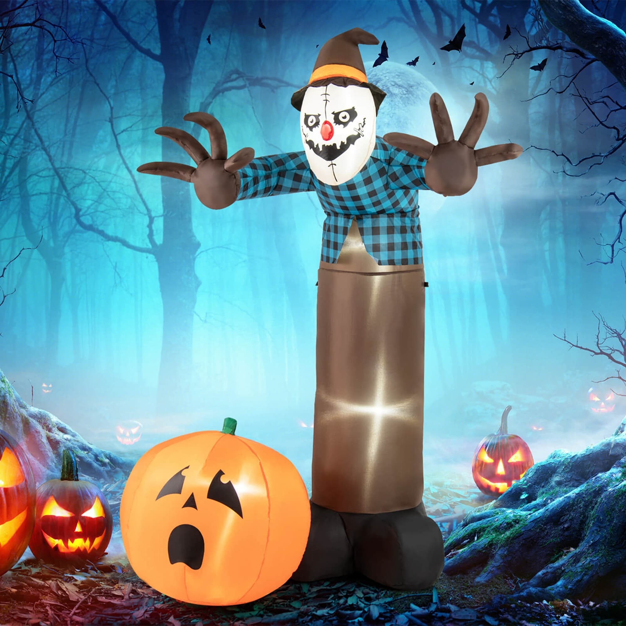 7 FT Halloween Inflatable Scarecrow w/Pumpkin Blow up Ghost