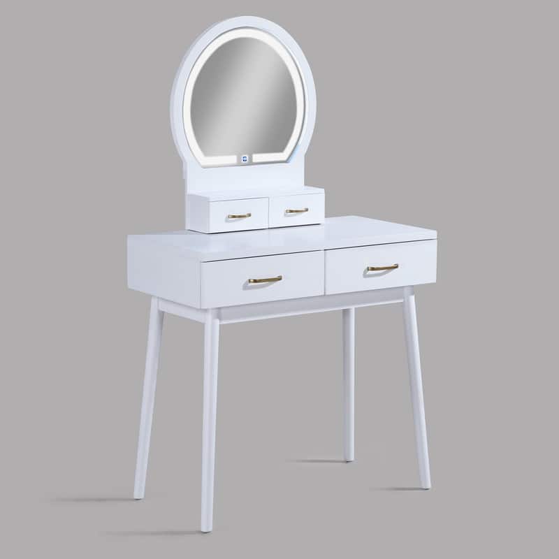 Vanity Dresser with Mirror and Stool Set Storage Drawers Luxury Furniture