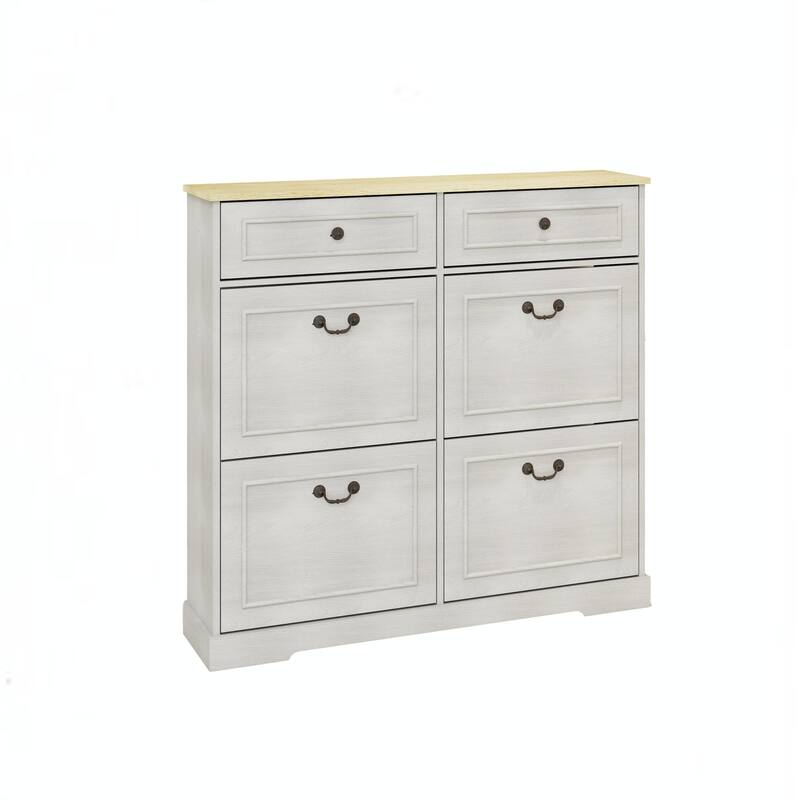 Shoe Storage Cabinet with 2 Drawers, 4 Flip Drawers, Freestanding Shoe Cabinet Organizer with Adjustable Shelf