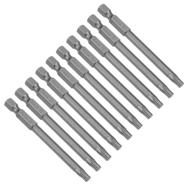 10pcs 75mm Long 1/4" Hex Shank T25 Magnetic Torx Head Screwdriver Bits S2 High Alloy Steel - H1/4inch*75*T25 10Pcs