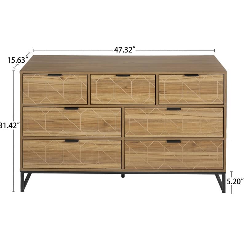 Modern 7 Drawer Dresser Wood Storage Cabinet for Bedroom