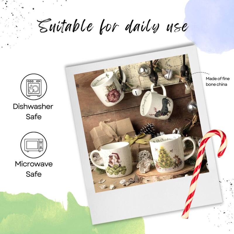 Royal Worcester Wrendale Designs Mug and Coaster Set Christmas