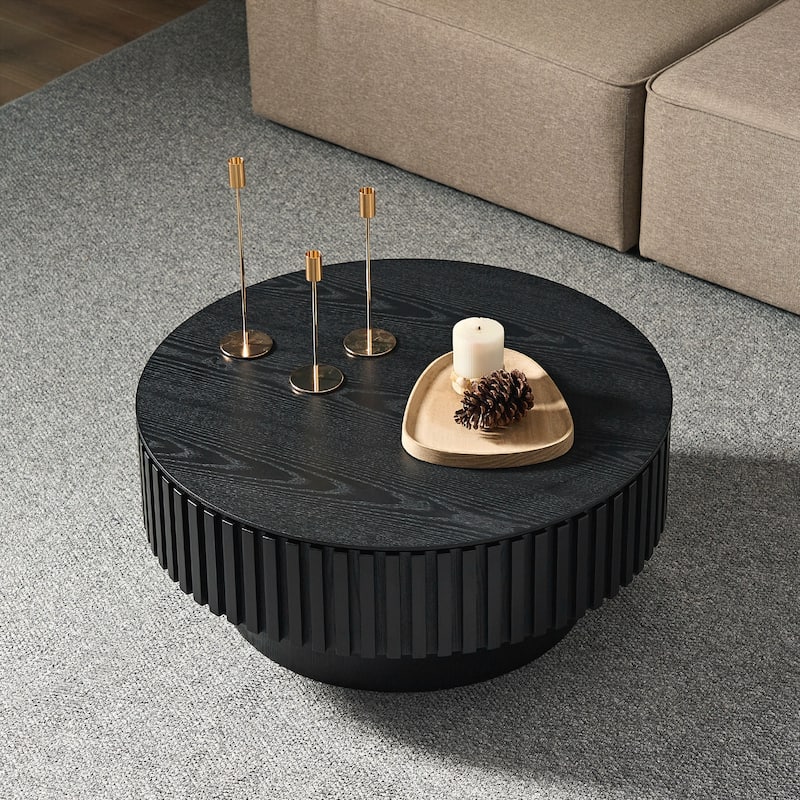 31.49'' Round Coffee Table with Storage Small Coffee Table for Apartment