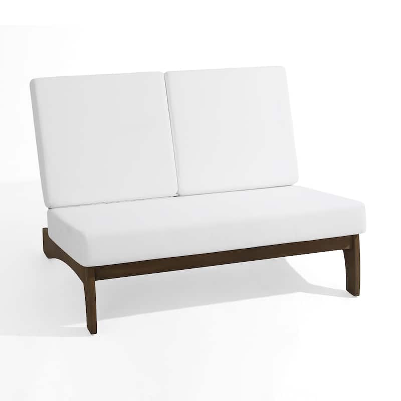 Outdoor Teak Wood Patio Loveseat with Cushions
