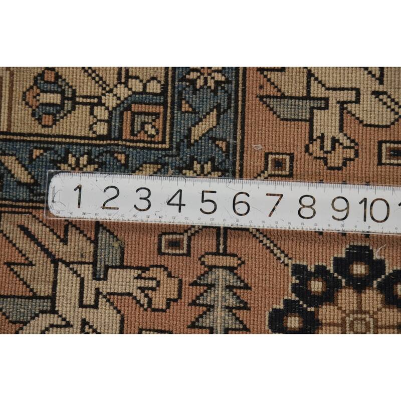 Hand Knotted Oriental 100% Wool Carpet Traditional Medallion Beige & Ivories Heriz (serapi) Area Rug - 9' 7'' X 6' 5''