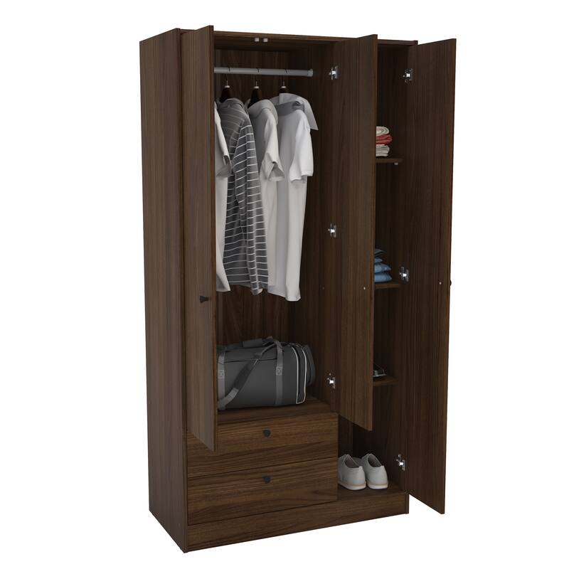 Polifurniture Denmark 3 Door Bedroom Armoire with 2 Drawers
