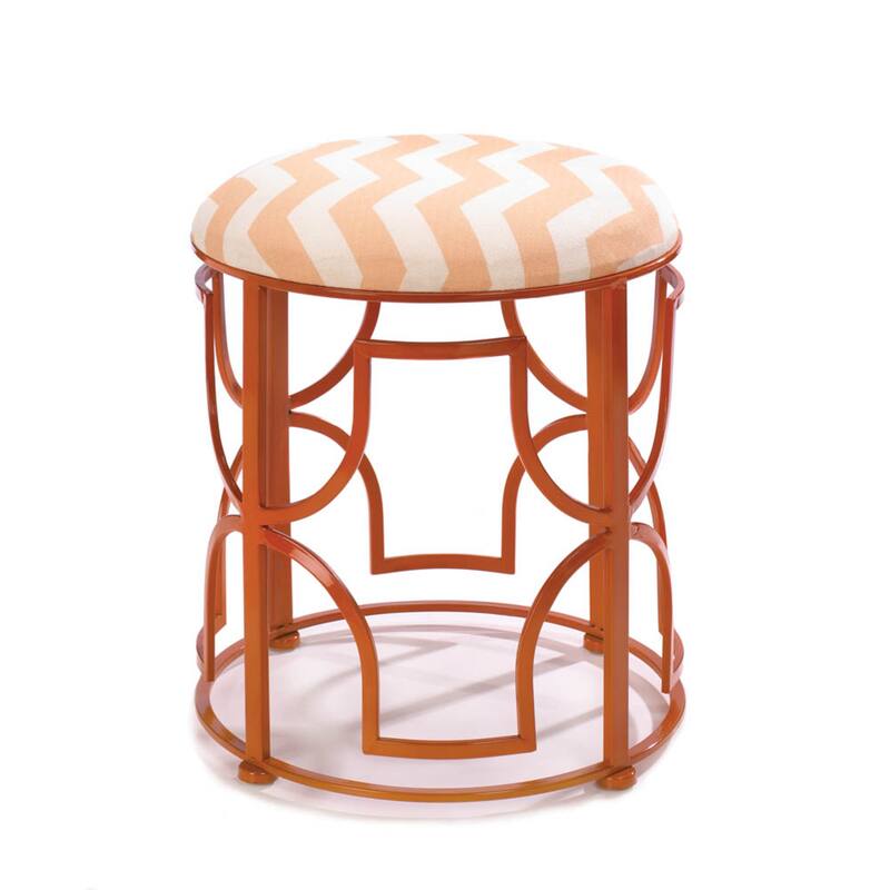 Chic Chevron Stool 16.25x16.25x18" - Orange