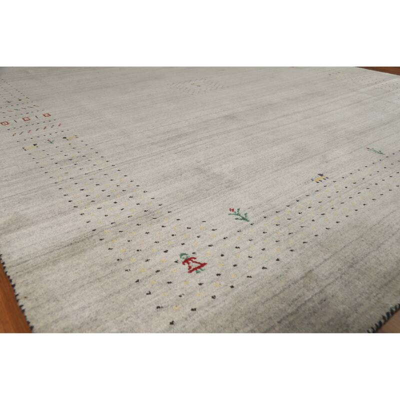 Hand Knotted Oriental 100% Wool Carpet Tribal Tribal Greys & Charcoal Gabbeh Area Rug - 9' 9'' X 8' 0''
