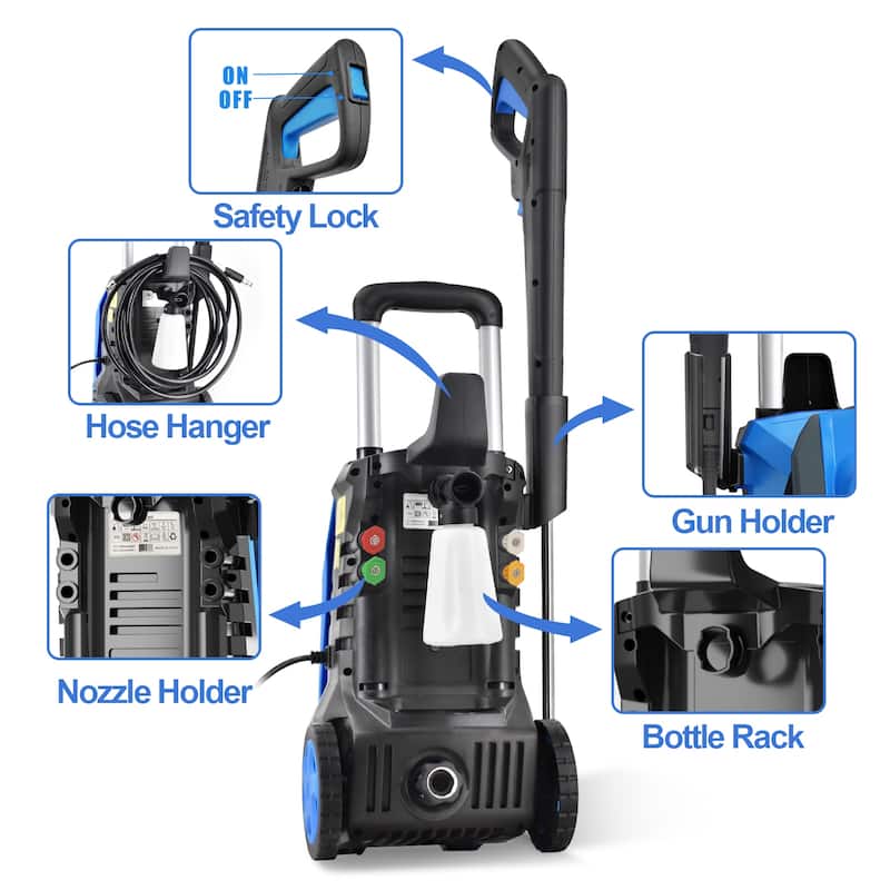2600 Max PSI 1.8 GPM Electric High Pressure Washer, Cleans Cars/Fences/Patios - 1
