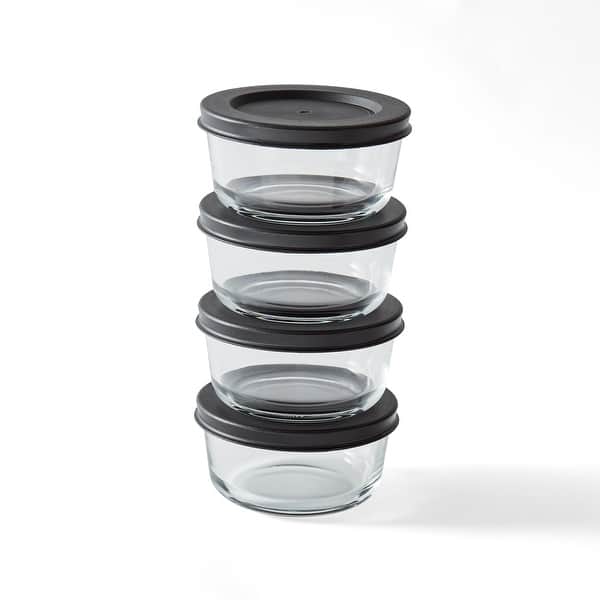 Borosilicate Glass Food Storage Container, 4 Piece Set, 1-Cup (8oz) - Bed  Bath & Beyond - 39593076