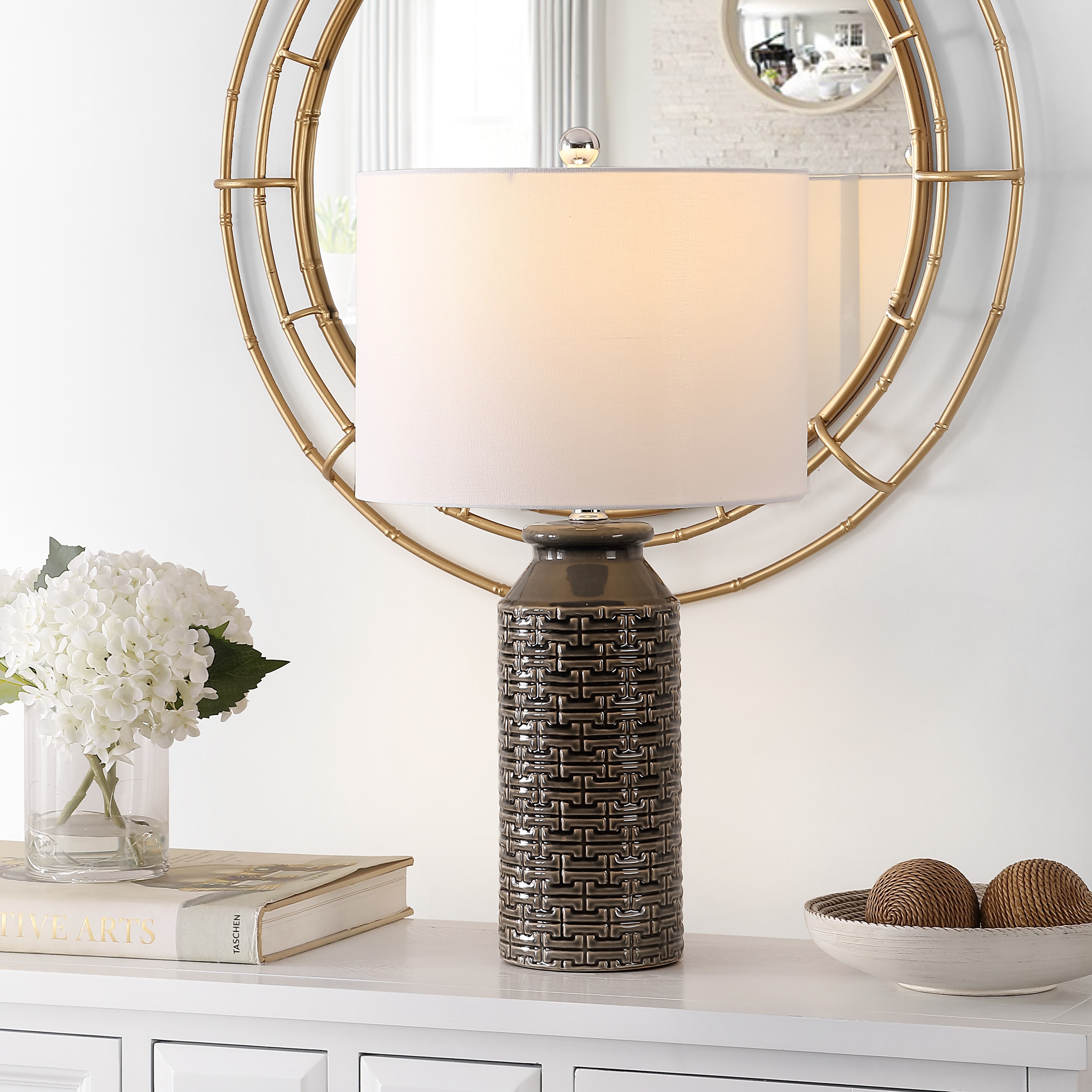 SAFAVIEH Lighting 25-inch Waldina Ceramic Table Lamp - 14"W x 14"D x 25"H