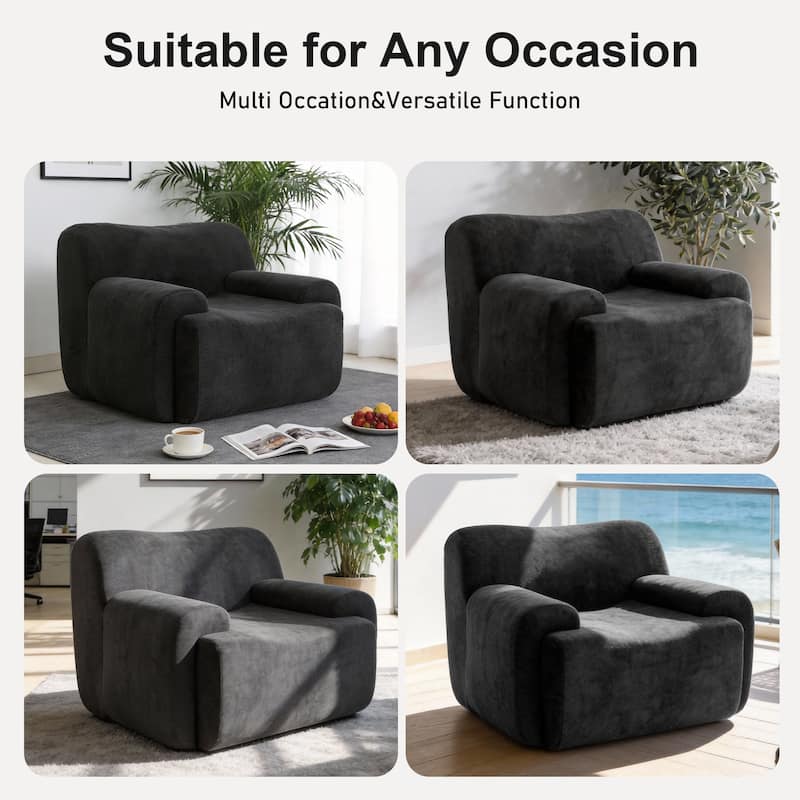 Chenille Accent Chair, Comfy Cloud Sofa Chair, Modern Armchair Boneless Reading Chairs