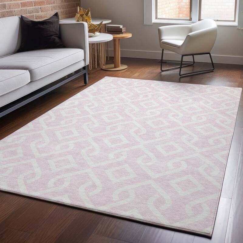 Premium Washable Super Soft Modern Medallions Mayfield Rug - Pink - 8' x 10' - Rectangle
