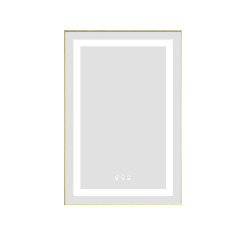 20" x 32" LED Bathroom Mirror with Front and Backlight, Wall Mounted Vanity Mirror with Aluminum Frame, Anti-Fog