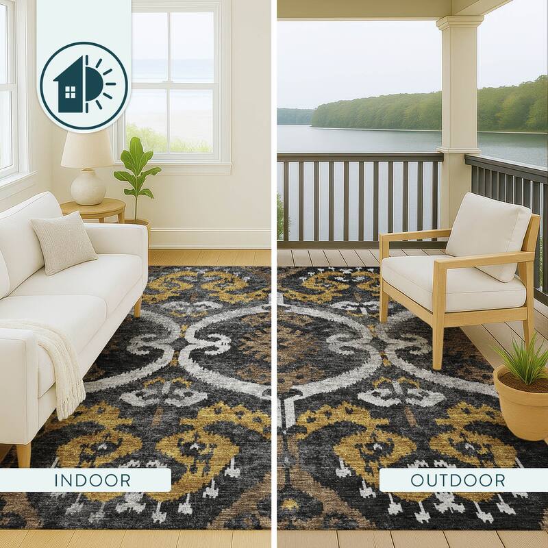 Machine Washable Indoor/ Outdoor Global Empire Chantille Rug