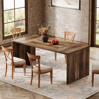 63" Farmhouse Wood Dining Table Rectangular Dinner Kitchen Furniture ...