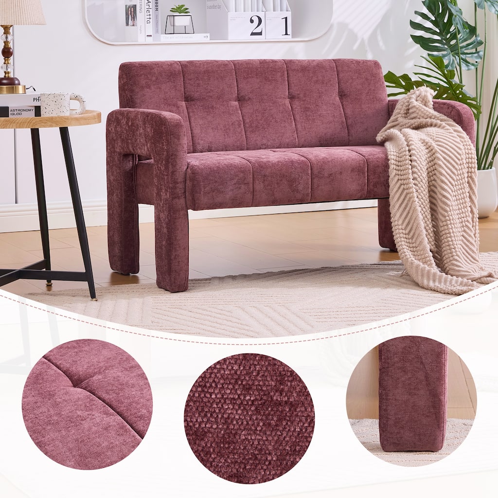 HOMEFUN Chenille Upholstered Tufted Comfortable Wood Frame Loveseats Sofa with Dual Armrests