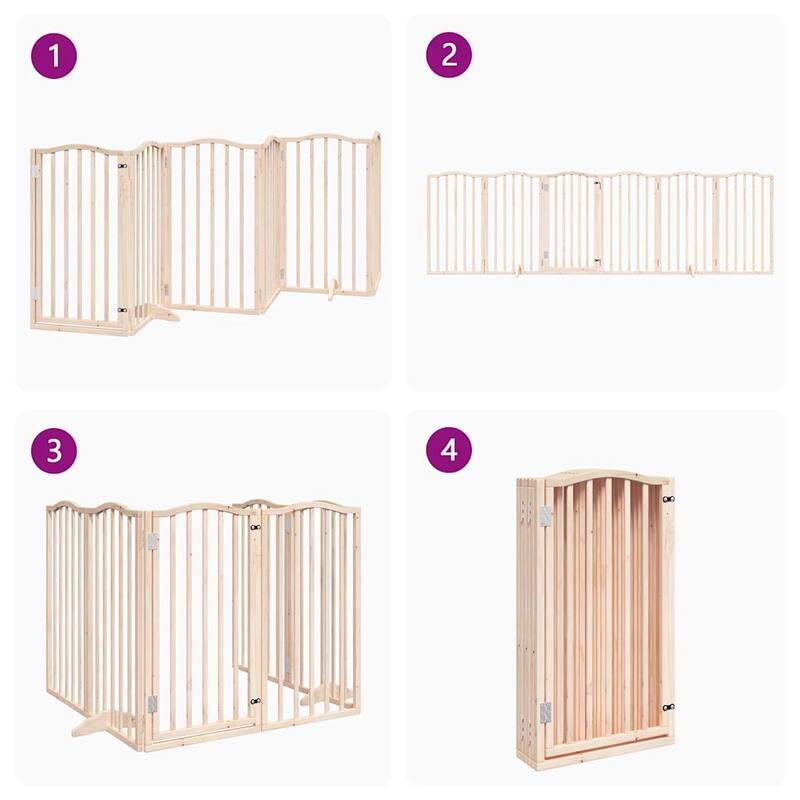vidaXL Dog Gate Set of 6 Natural Poplar Poplar wood - 35.4 x 118.1 x 0.8
