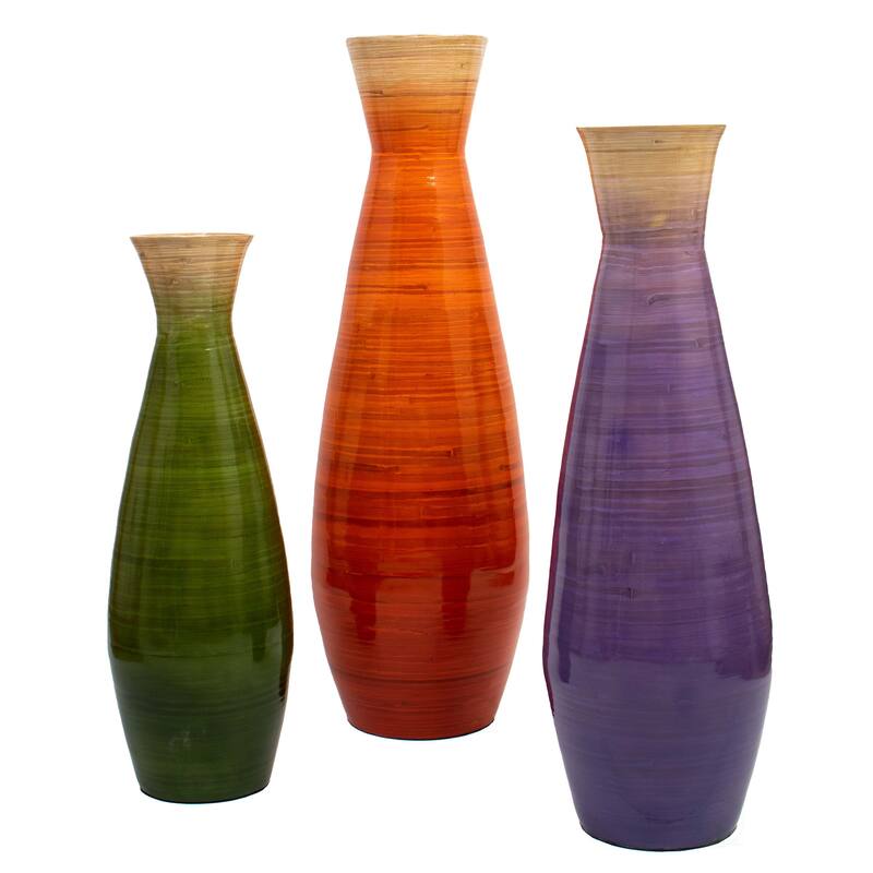 Uniquewise Classic Bamboo Floor Vase Handmade, For Dining, Living Room, Entryway, Fill Up With Dried Branches Or Flowers