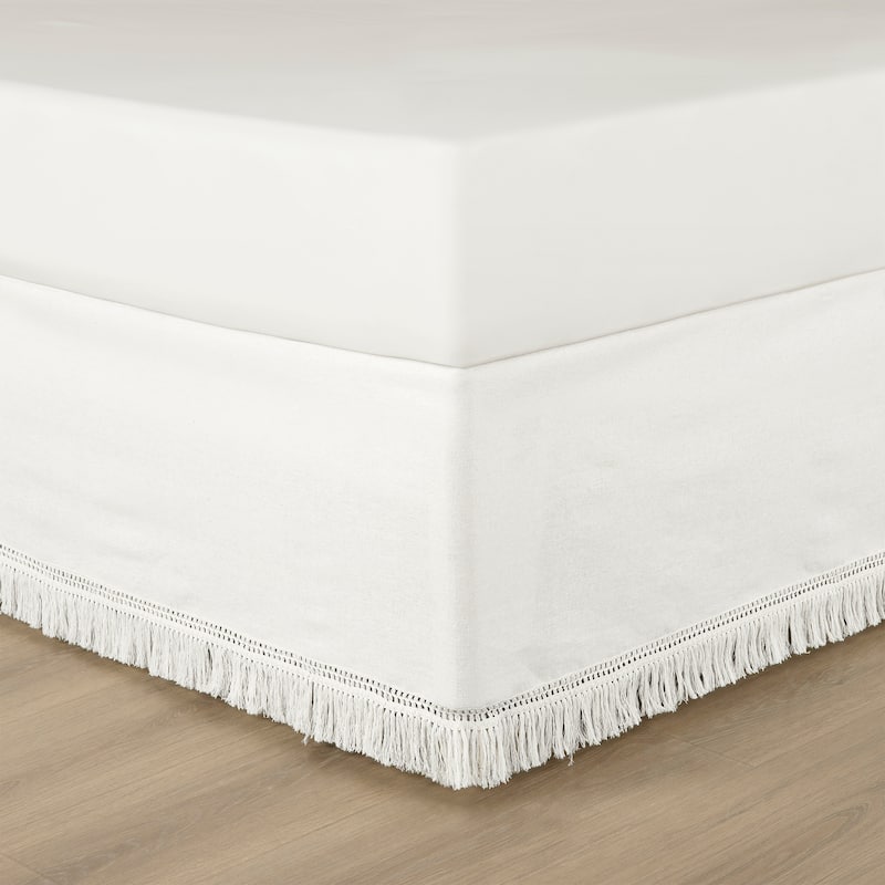 Lush Decor Boho Fringe 15-Inch Tailored Drop Easy Fit Bedskirt