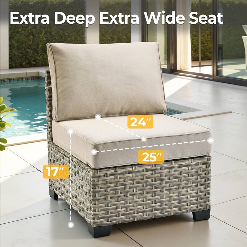 HOOOWOOO 10-piece Rattan Wicker Patio Outdoor Furniture Fire Pit Set with Swivel Rocking Chairs