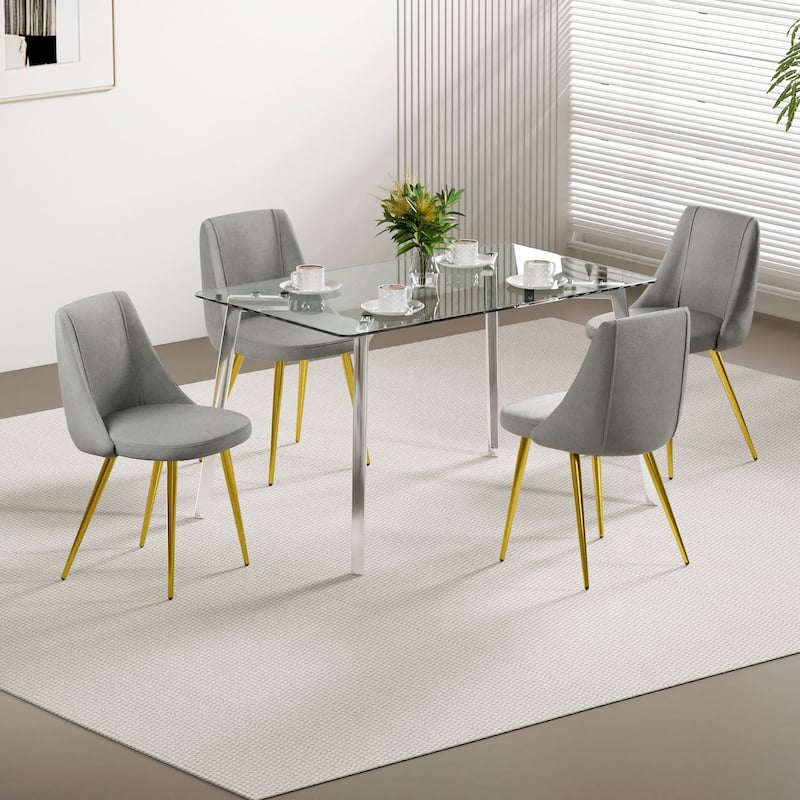 (set of 4)dining chair bedroom stool back dressing chair desk chair gold metal legs