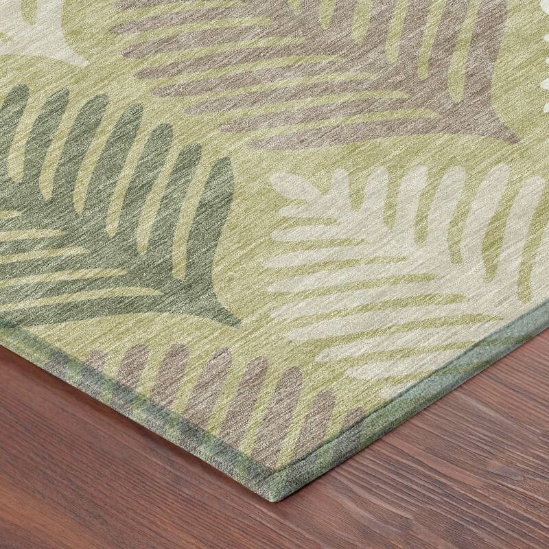 Machine Washable Indoor/ Outdoor Modern Fern Chantille Rug