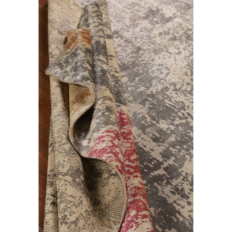 All-Over Abstract Oriental Area Rug Hand-Knotted Wool Carpet - 6'5" X 9'4"