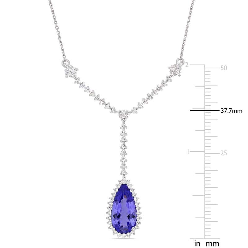 Miadora 3ct TGW Tanzanite and 3/4ct TDW Diamond Lariat Necklace in 14k White Gold