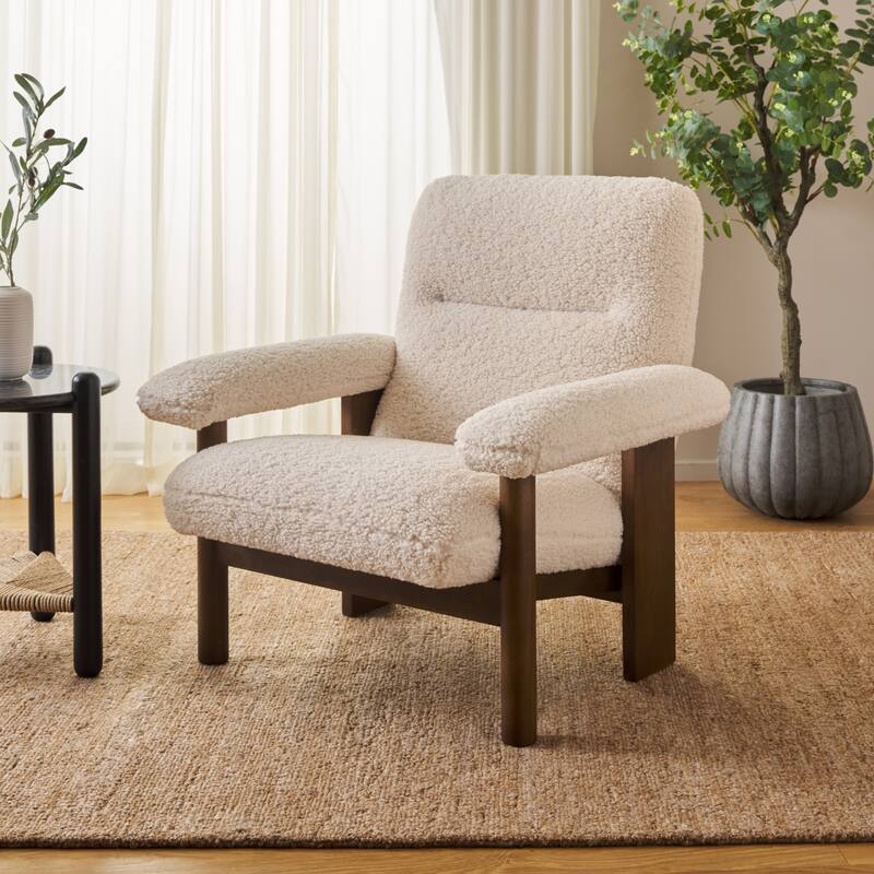 SAFAVIEH Sylvaine Solid Wood Accent Chair (Fully Assembled) - W33" x D30" x H33" - 33Wx30Dx33H
