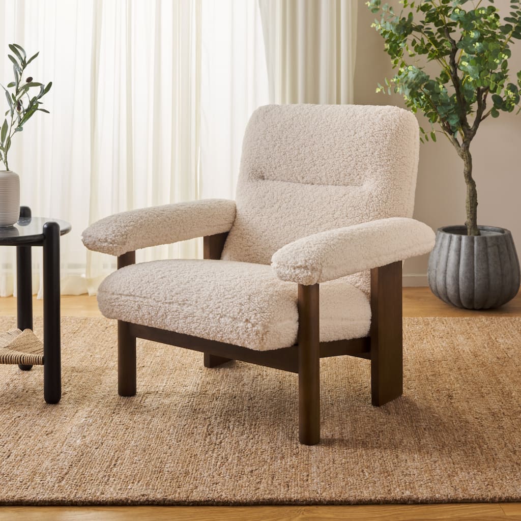 SAFAVIEH Sylvaine Solid Wood Accent Chair (Fully Assembled) - W33" x D30" x H33" - 33Wx30Dx33H