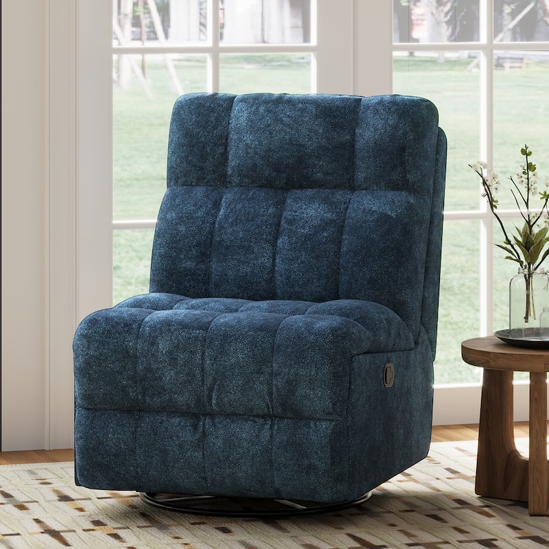 360° Swivel Rocker Recliner Chair Chenille Upholstered Manual Recliner