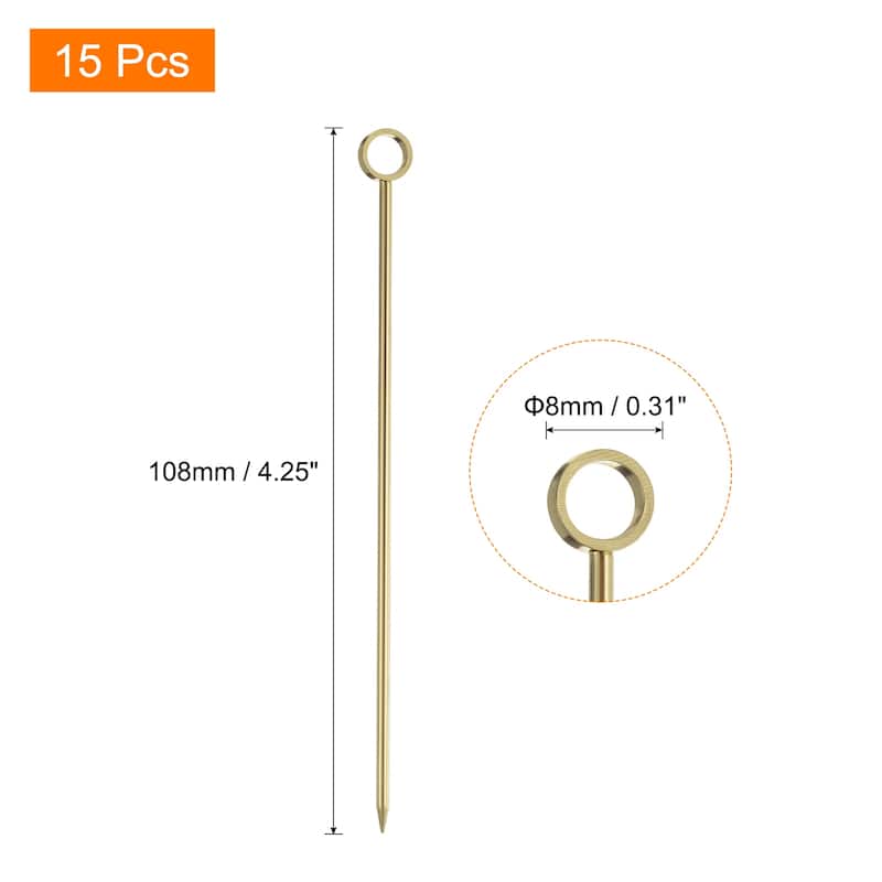 15Pcs Cocktail Toothpicks, 4.25" Metal Cocktail Picks Sticks - Gold