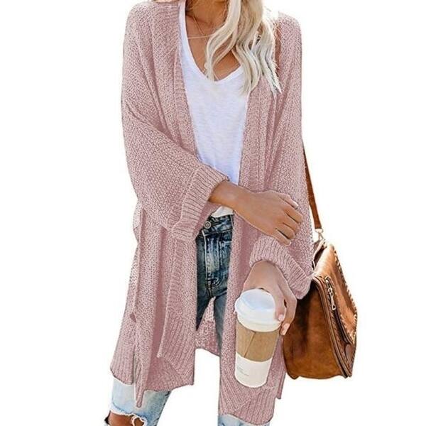 Women's Casual Cardigan Sweaters Cozy Open Front Long Sleeve Knit Coat With  Pockets - On Sale - Overstock - 31171379