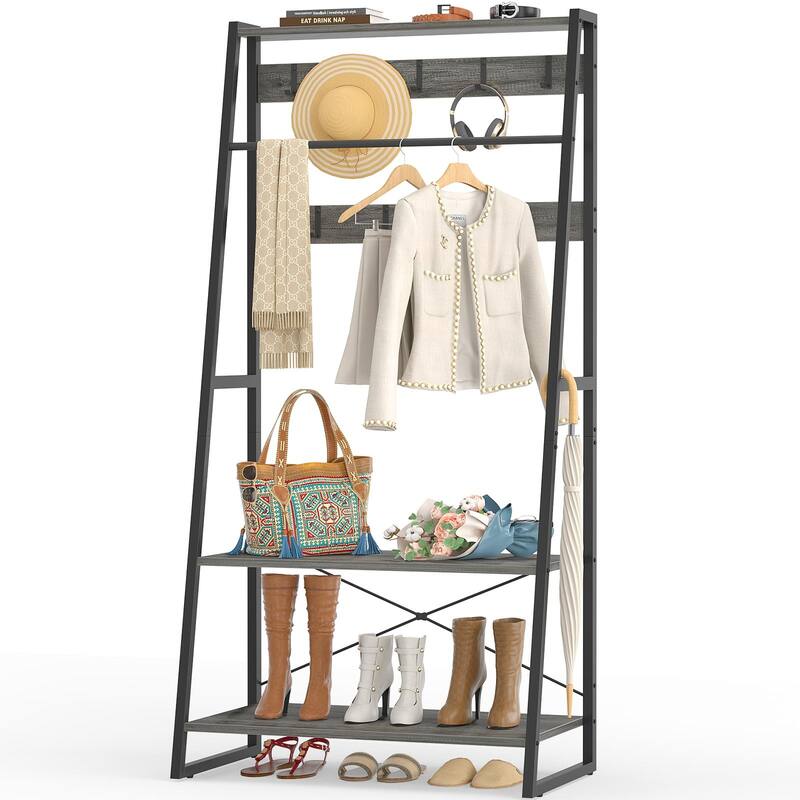 Entryway Bench with Coat Rack, Freestanding Closet System