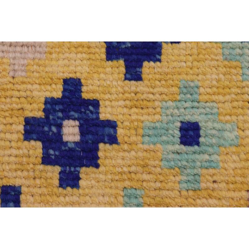 Modern Balochi Blackwell Gold/Blue Hand Knotted Wool Rug - 3'6'' x 4'10''