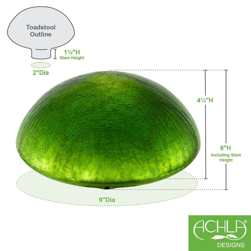 Achla Designs Glass Toadstool Gazing Globe Ball, 9 Inch Diameter