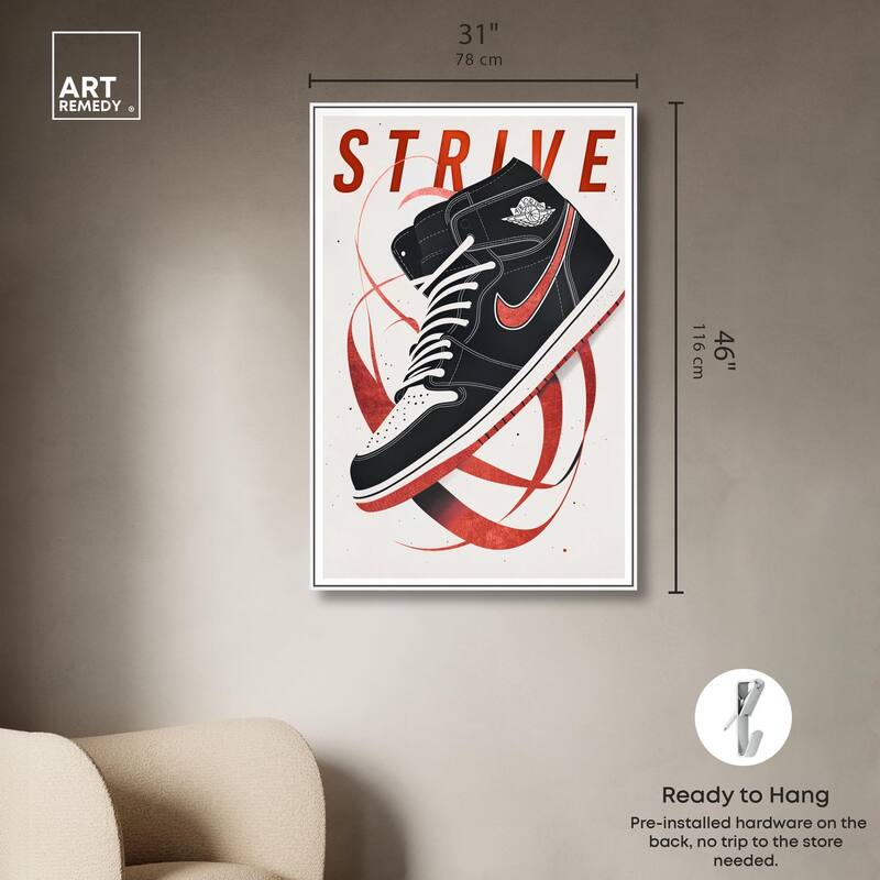 Red Ribbon Sneaker Canvas by Art Remedy