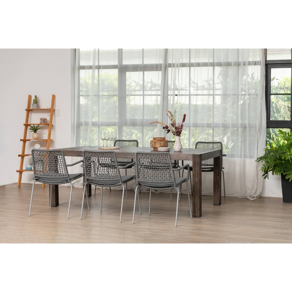 Midtown Concept Gard Indoor Wood & Rope Dining Set
