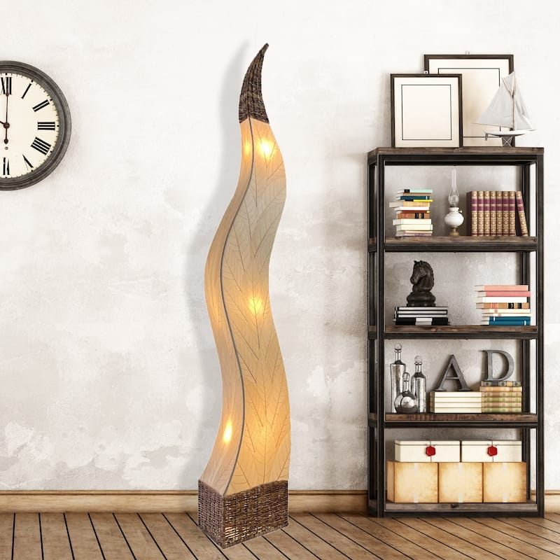 Eangee Handmade Flame Giant Lamp, Cocoa Leaves Shade, 13 x 13 x 72 in. - 13 x 13 x 72