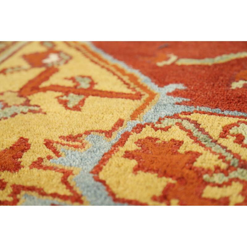 Red Medallion Heriz Serapi Indian Area Rug Hand-Knotted Wool Carpet - 8'8" x 11'9"
