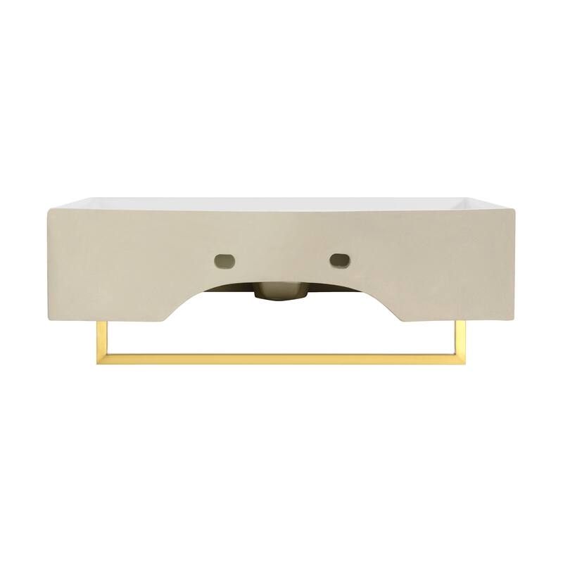 Reims 22" Wall-Mount Bathroom Sink With Brushed Gold Towel Bar - 22.05" x 12.4" 5.3"