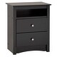 preview thumbnail 18 of 18, Broadway Black 2-drawer and Open Cubby Nightstand
