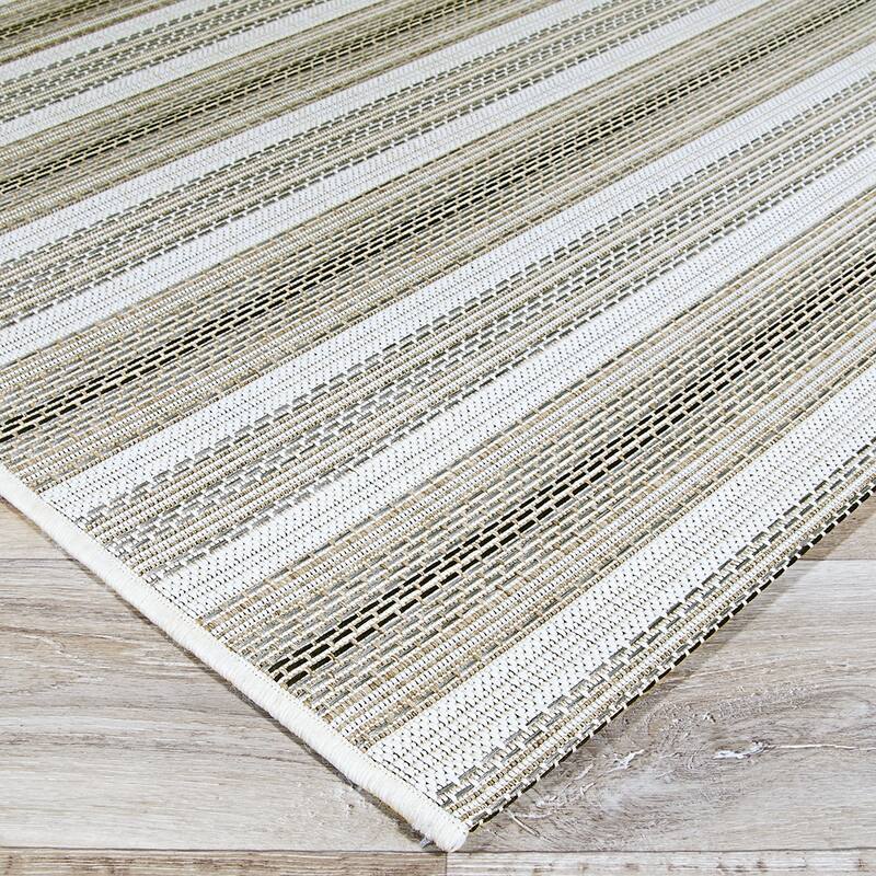 Dream Decor Rugs Samantha Sand Stripe Indoor Outdoor Area Rug
